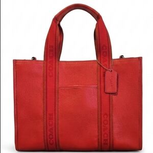 Coach EUC Smith Tote Bag Detachable Crossbody Strap Miami Red